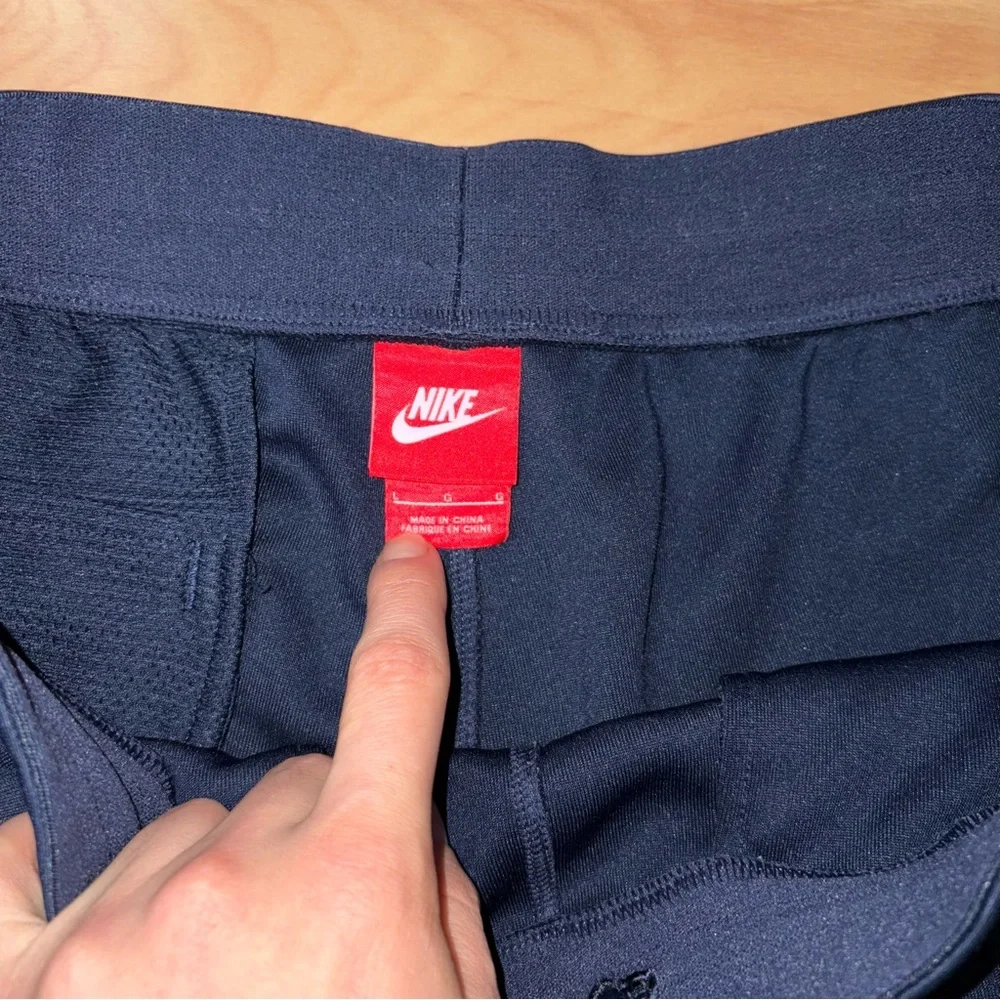 Nike Zeus Navy Joggers Track Pants W Taped Side Stripe Logo Medium Sporty 90’s
